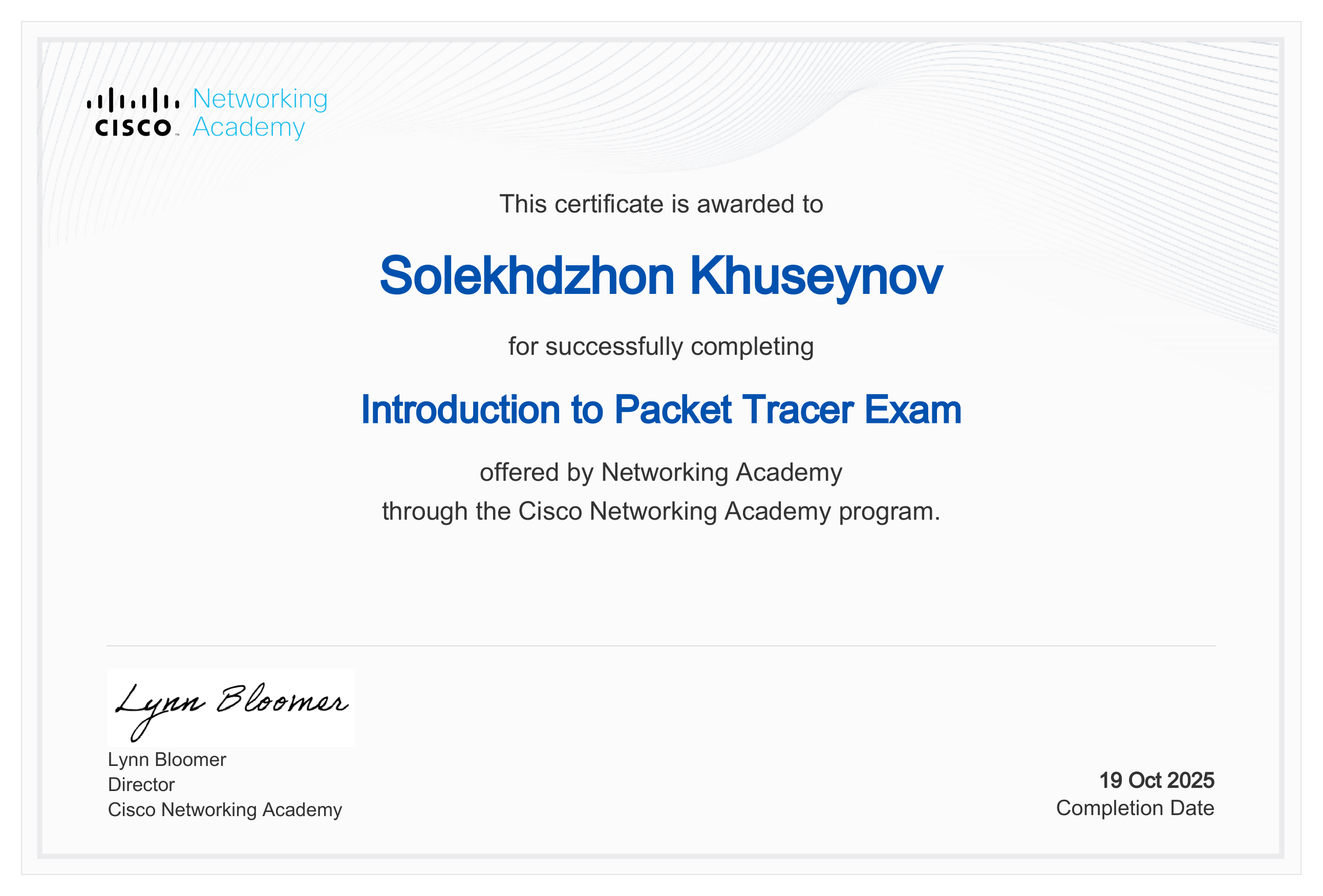 Cisco Packet Tracer badge